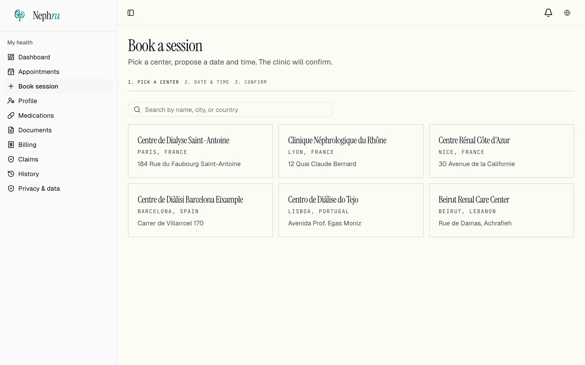 Patient — Search every centre on the network