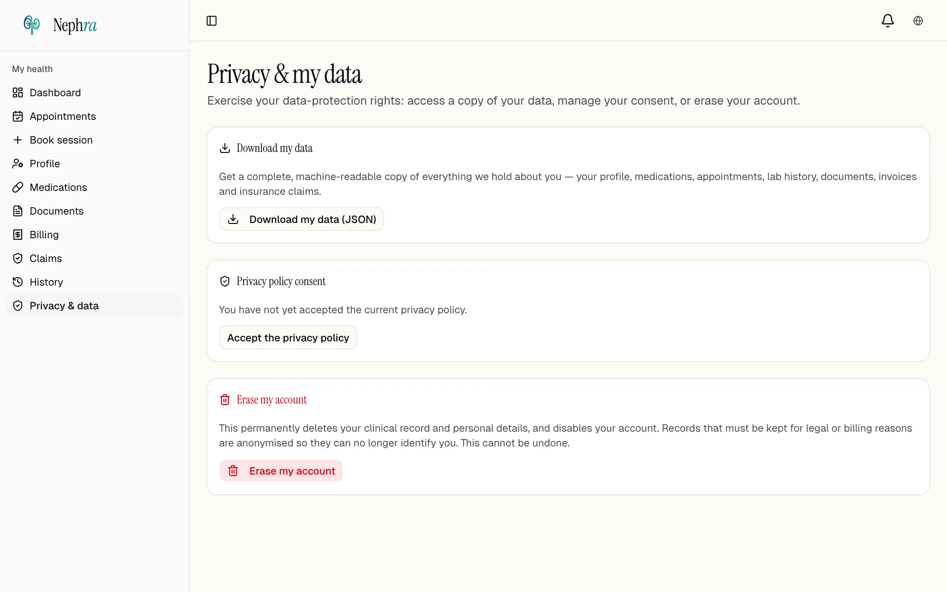 Patient — Their data, on request